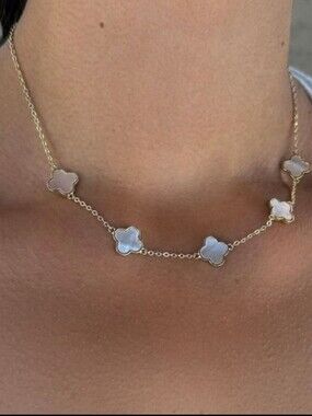 Stainless Steel Mother-of-Pearl Clover Necklace